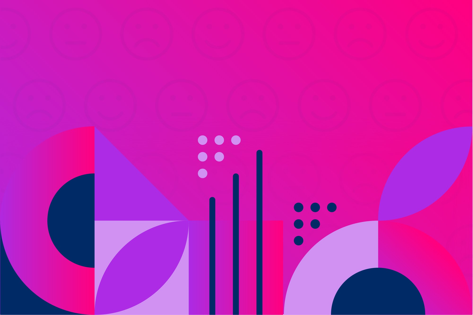 Image of pink and purple shapes representing data an article about the TikTok ban.